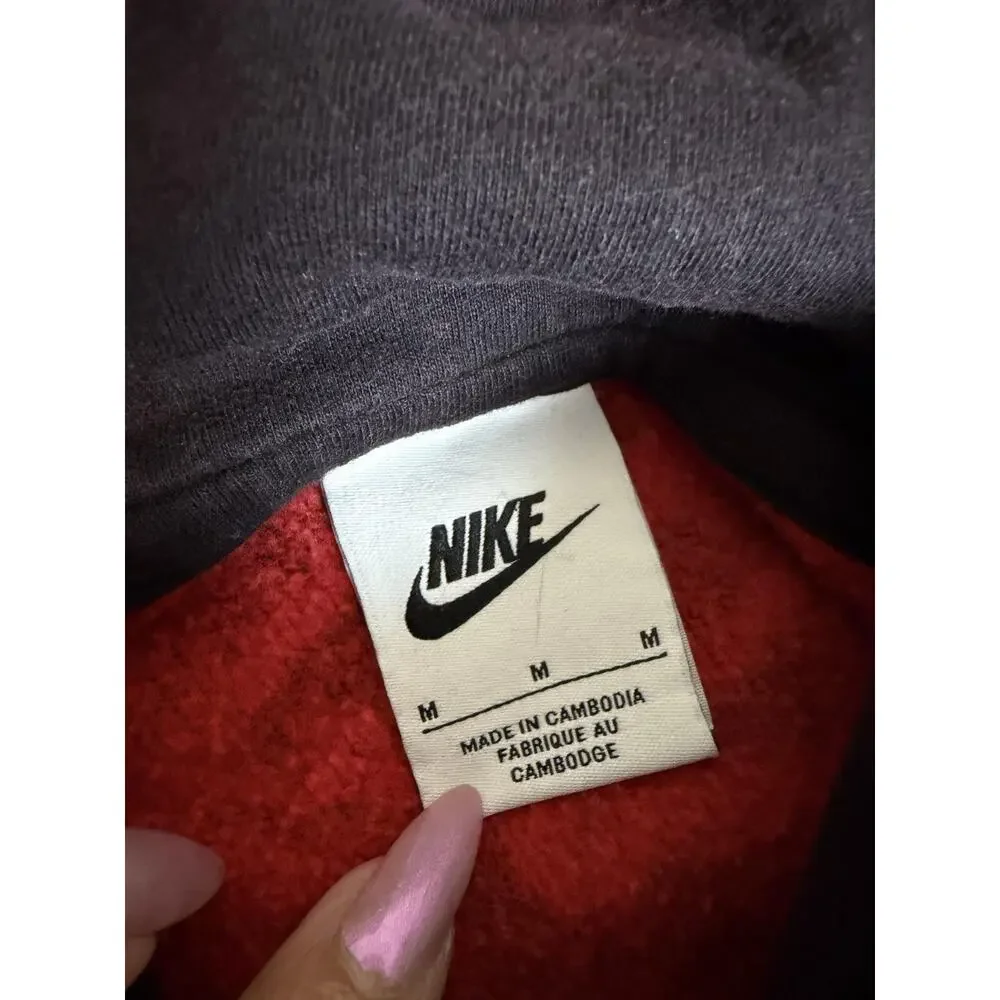 Nike Hoodie Mens M Black Pullover Hooded Drawstring Pockets Graphic Print Lined